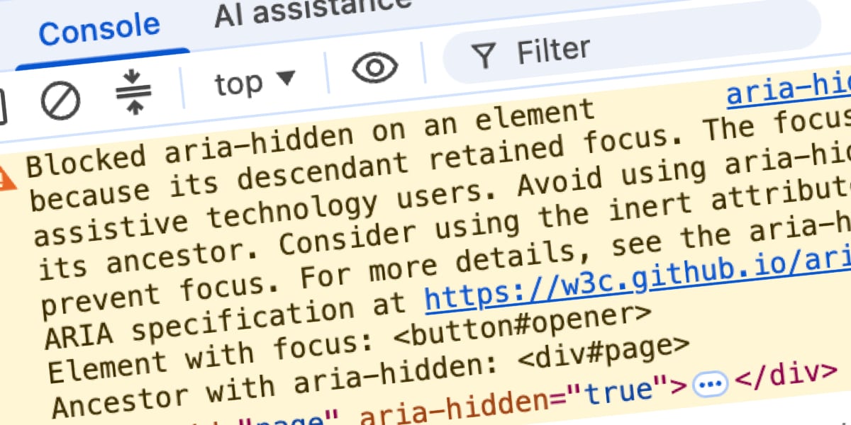 How to Fix the aria-hidden Focus Warning in Chrome